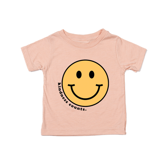 Kindness Counts Smiley - Kids Tee (Peach)