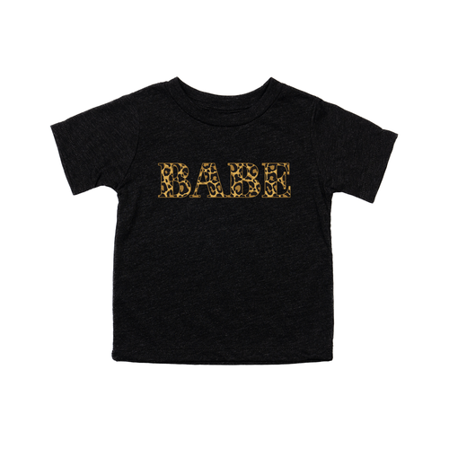 Babe (Leopard Print) - Kids Tee (Charcoal Black)