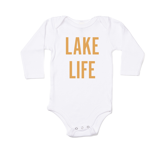 Lake Life (Mustard) - Bodysuit (White, Long Sleeve)