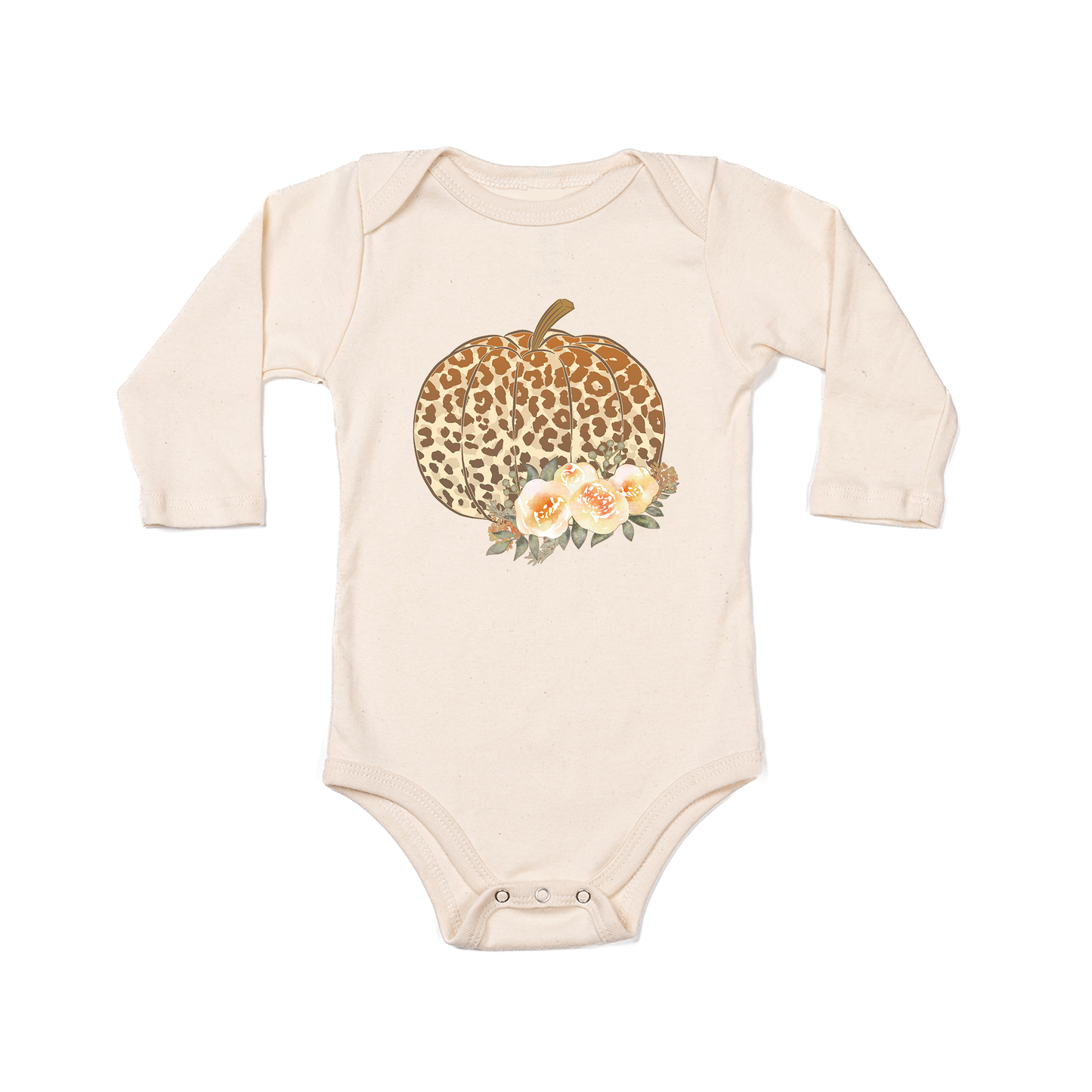 Leopard Pumpkin - Bodysuit (Natural, Long Sleeve)