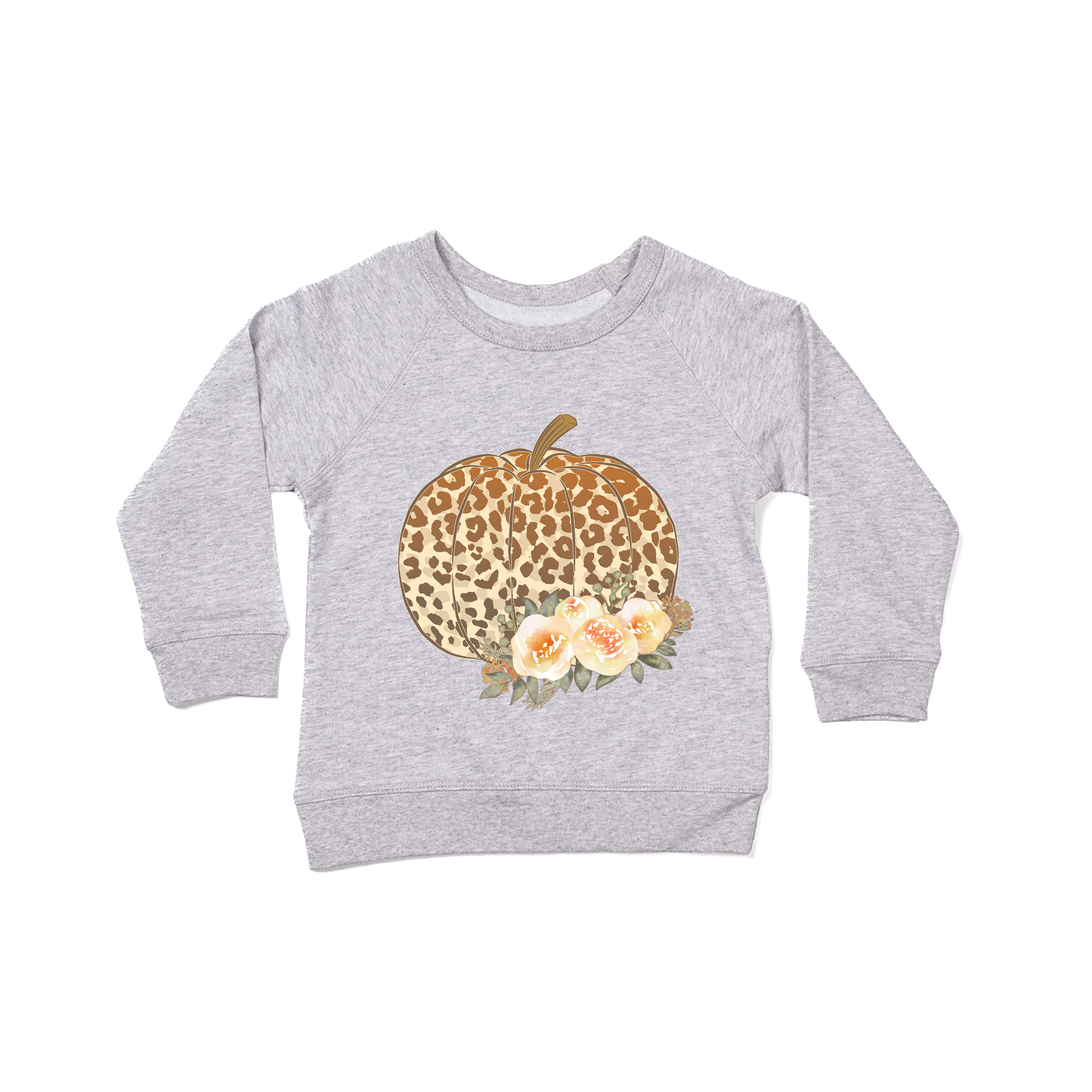 Leopard Pumpkin - Kids Sweatshirt (Heather Gray)