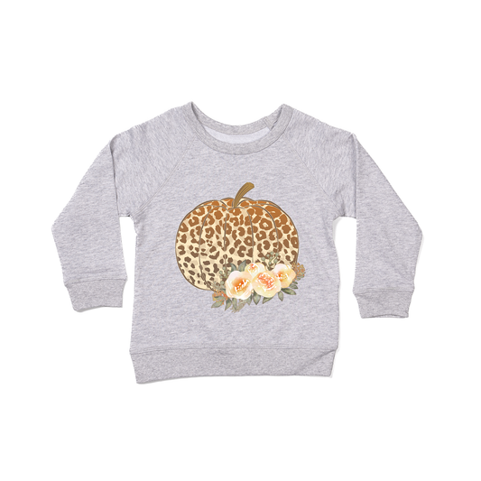 Leopard Pumpkin - Kids Sweatshirt (Heather Gray)