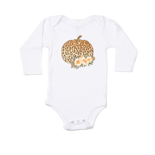 Leopard Pumpkin - Bodysuit (White, Long Sleeve)