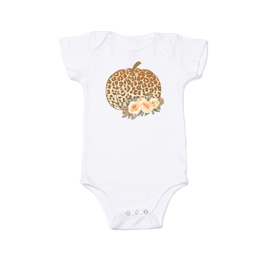 Leopard Pumpkin - Bodysuit (White, Short Sleeve)