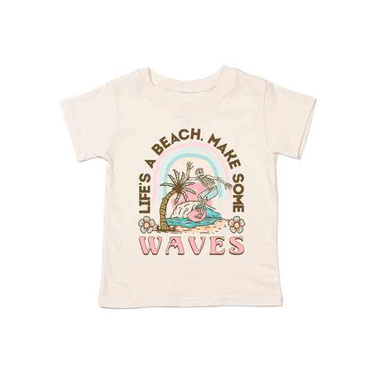 Life's a Beach Make Some Waves - Kids Tee (Natural)