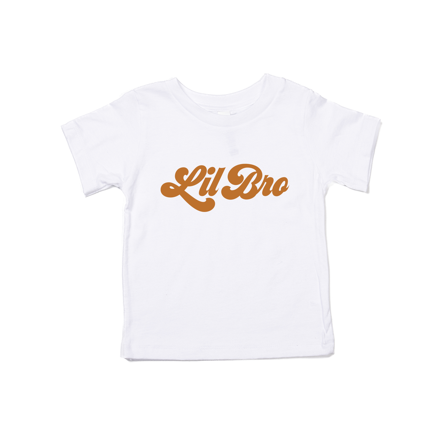 Lil Bro (Retro, Camel) - Kids Tee (White)