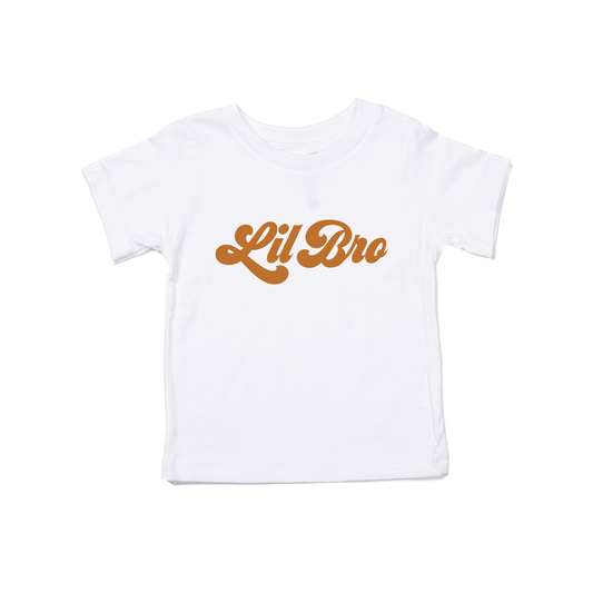 Lil Bro (Retro, Camel) - Kids Tee (White)