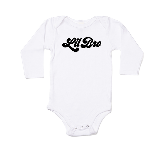 Lil Bro (Retro, Black) - Bodysuit (White, Long Sleeve)