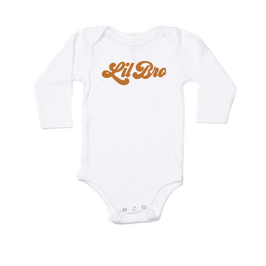 Lil Bro (Retro, Camel) - Bodysuit (White, Long Sleeve)