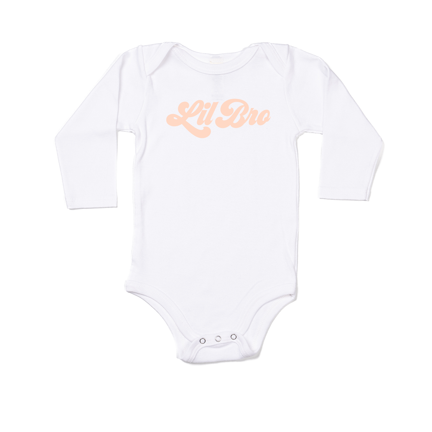 Lil Bro (Retro, Peach) - Bodysuit (White, Long Sleeve)