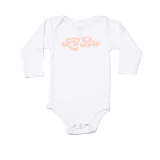 Lil Bro (Retro, Peach) - Bodysuit (White, Long Sleeve)