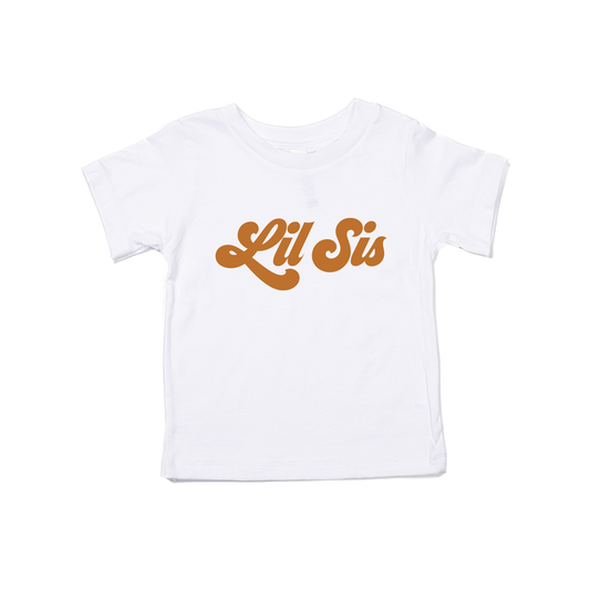 Lil Sis (Retro, Camel) - Kids Tee (White)