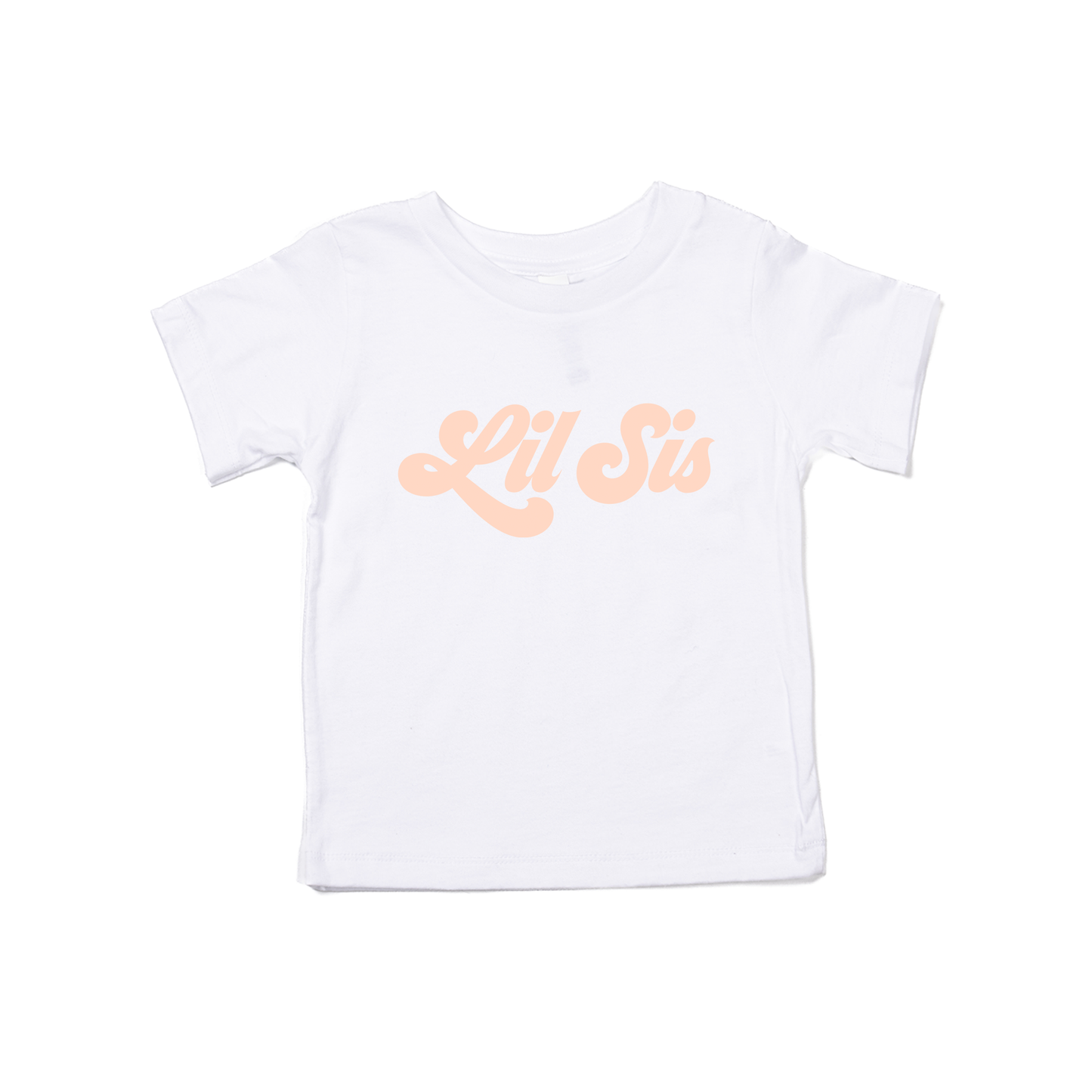 Lil Sis (Retro, Peach) - Kids Tee (White)