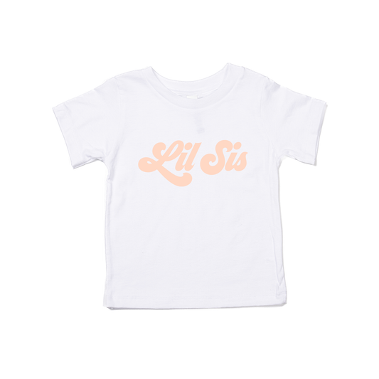 Lil Sis (Retro, Peach) - Kids Tee (White)