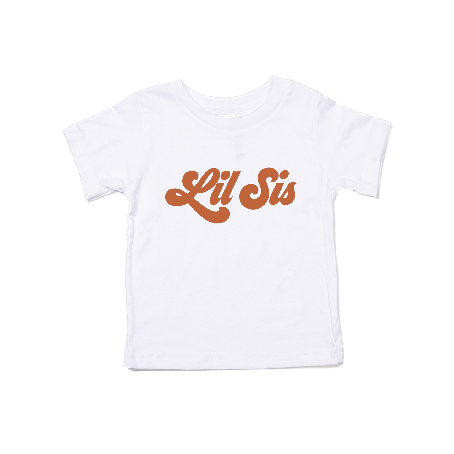 Lil Sis (Retro, Rust) - Kids Tee (White)