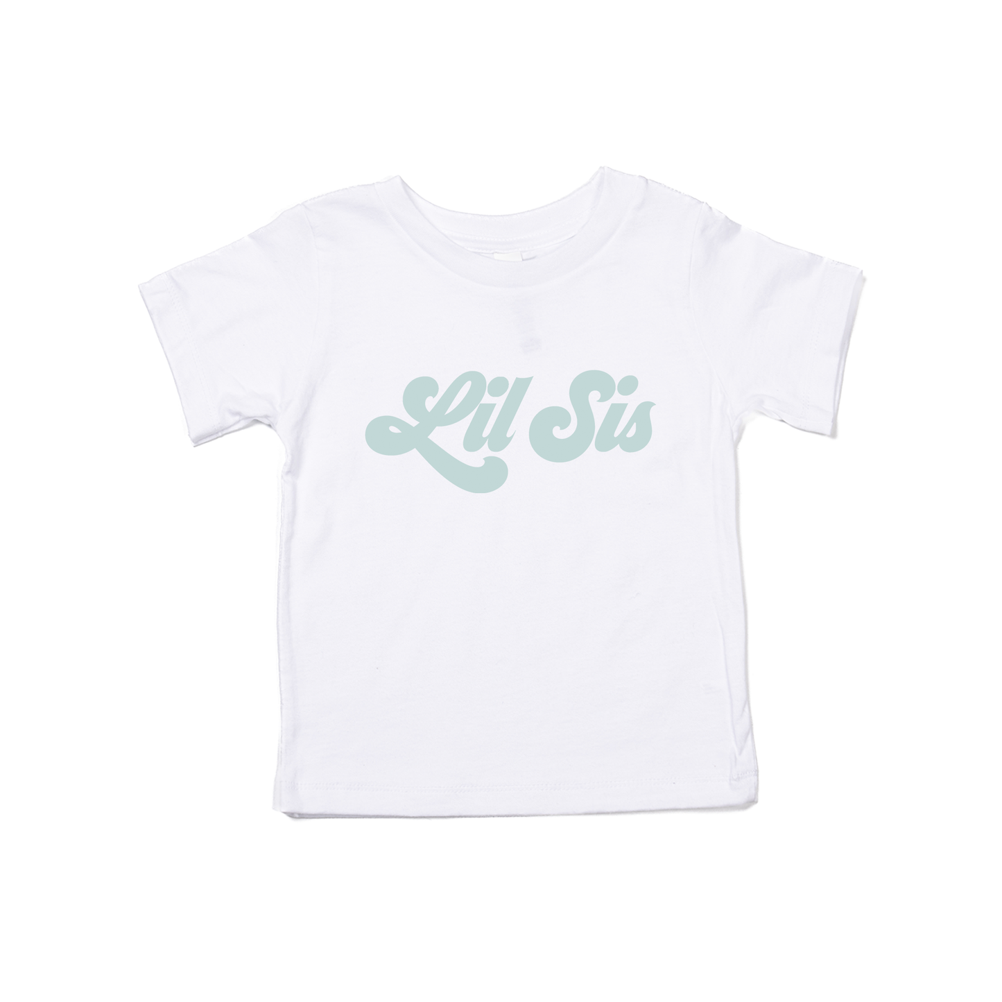 Lil Sis (Retro, Sky) - Kids Tee (White)