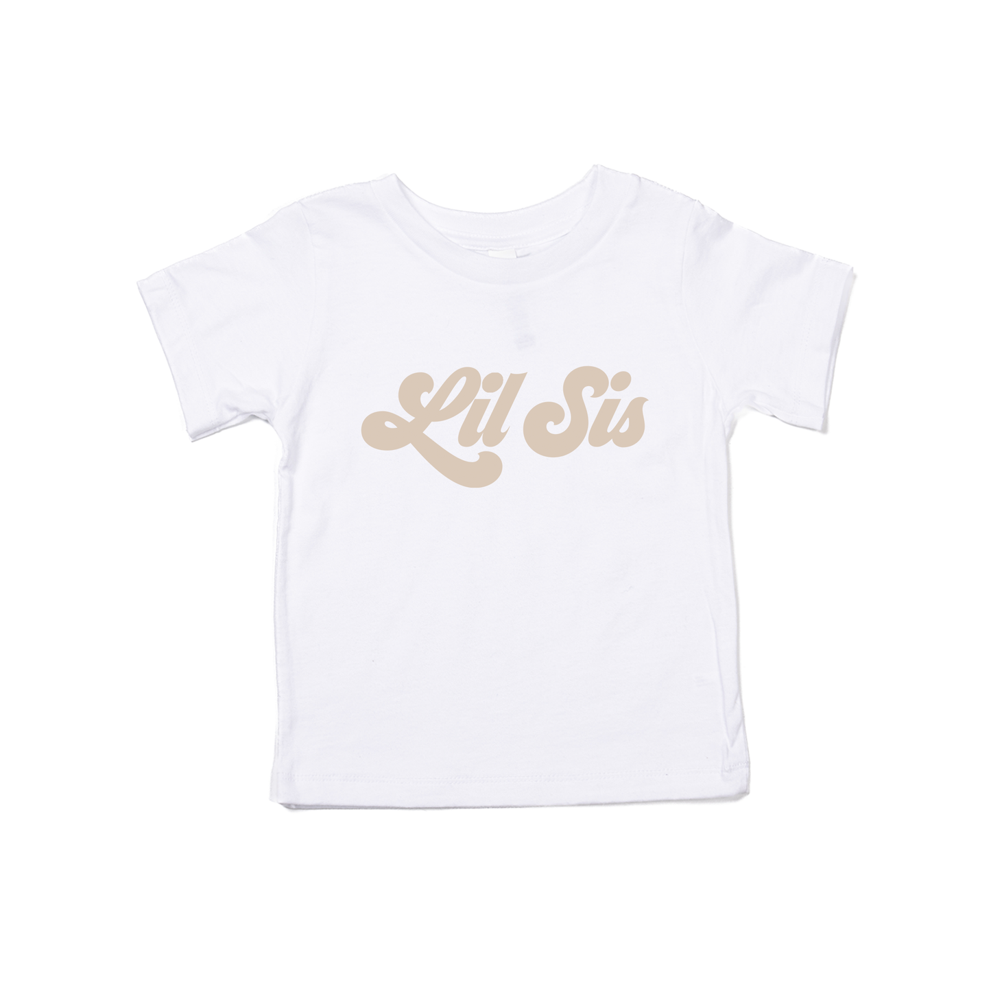 Lil Sis (Retro, Stone) - Kids Tee (White)