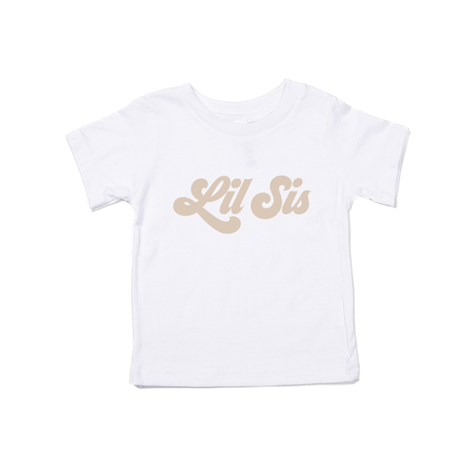 Lil Sis (Retro, Stone) - Kids Tee (White)