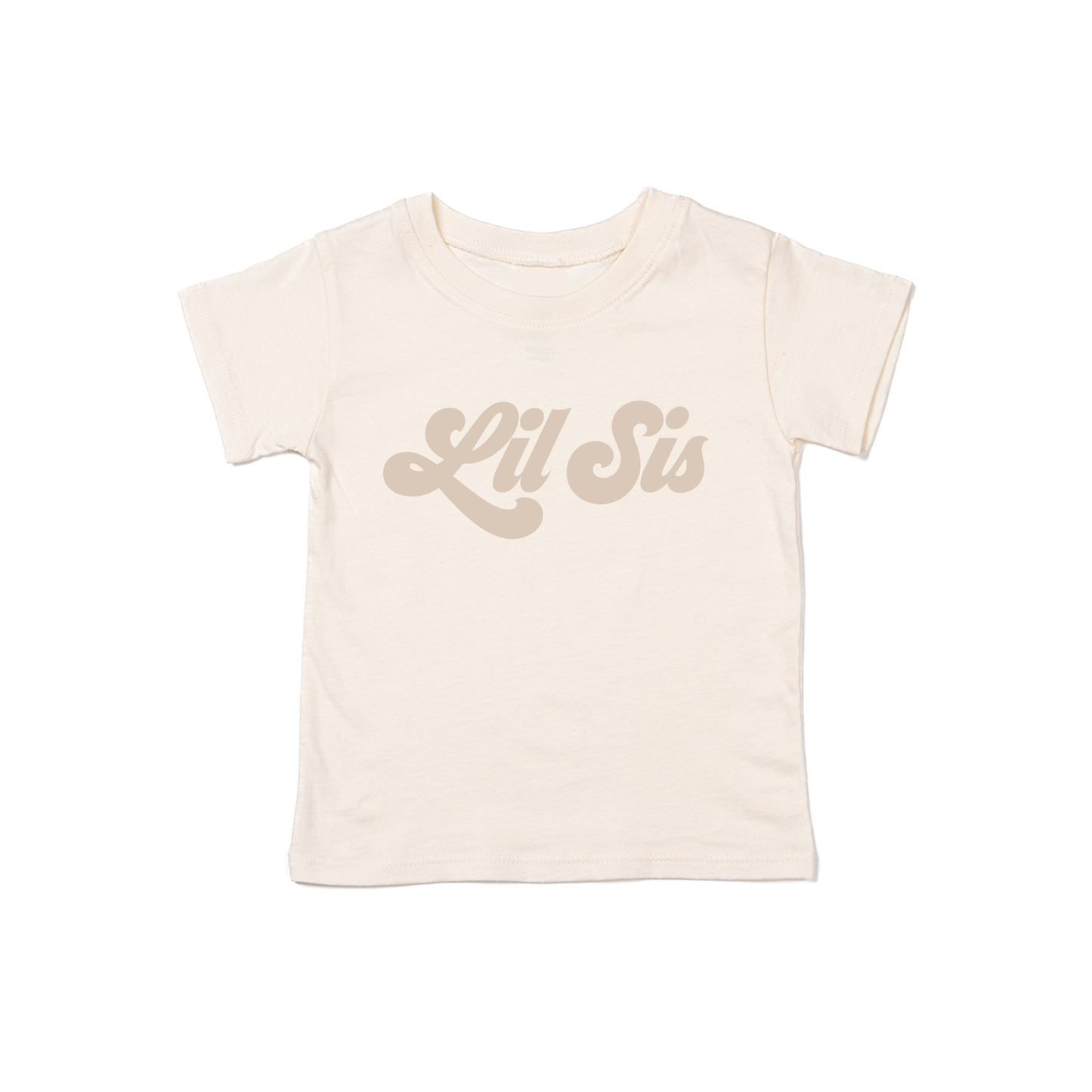 Lil Sis (Retro, Stone) - Kids Tee (Natural)