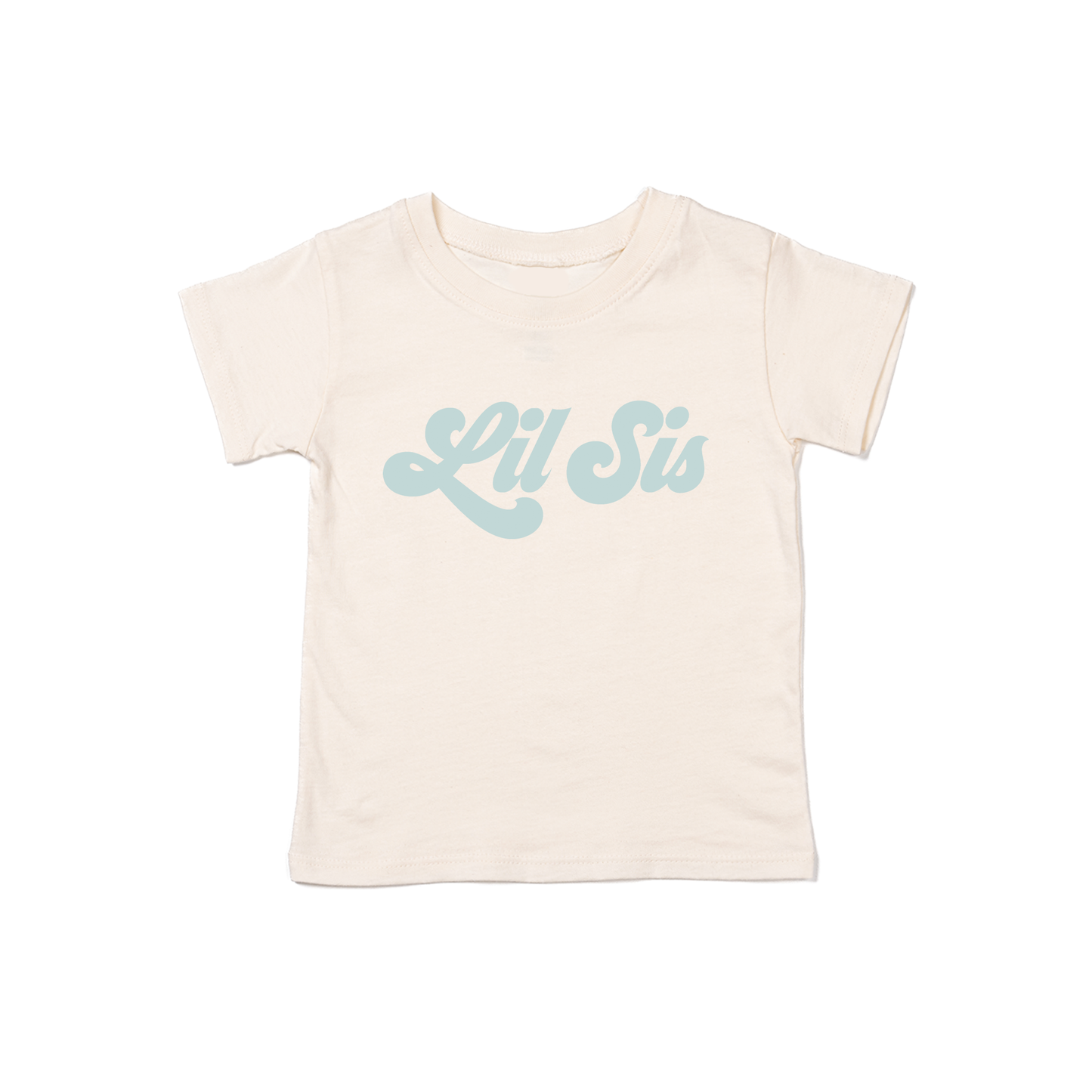 Lil Sis (Retro, Sky) - Kids Tee (Natural)