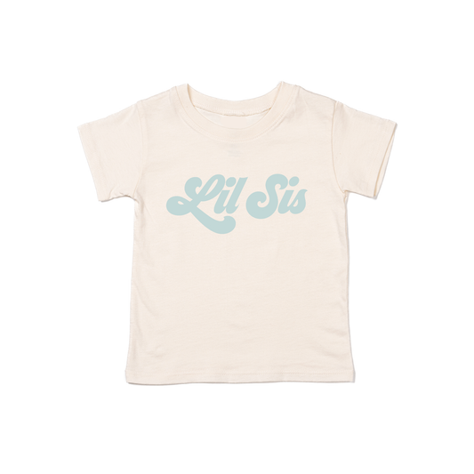 Lil Sis (Retro, Sky) - Kids Tee (Natural)