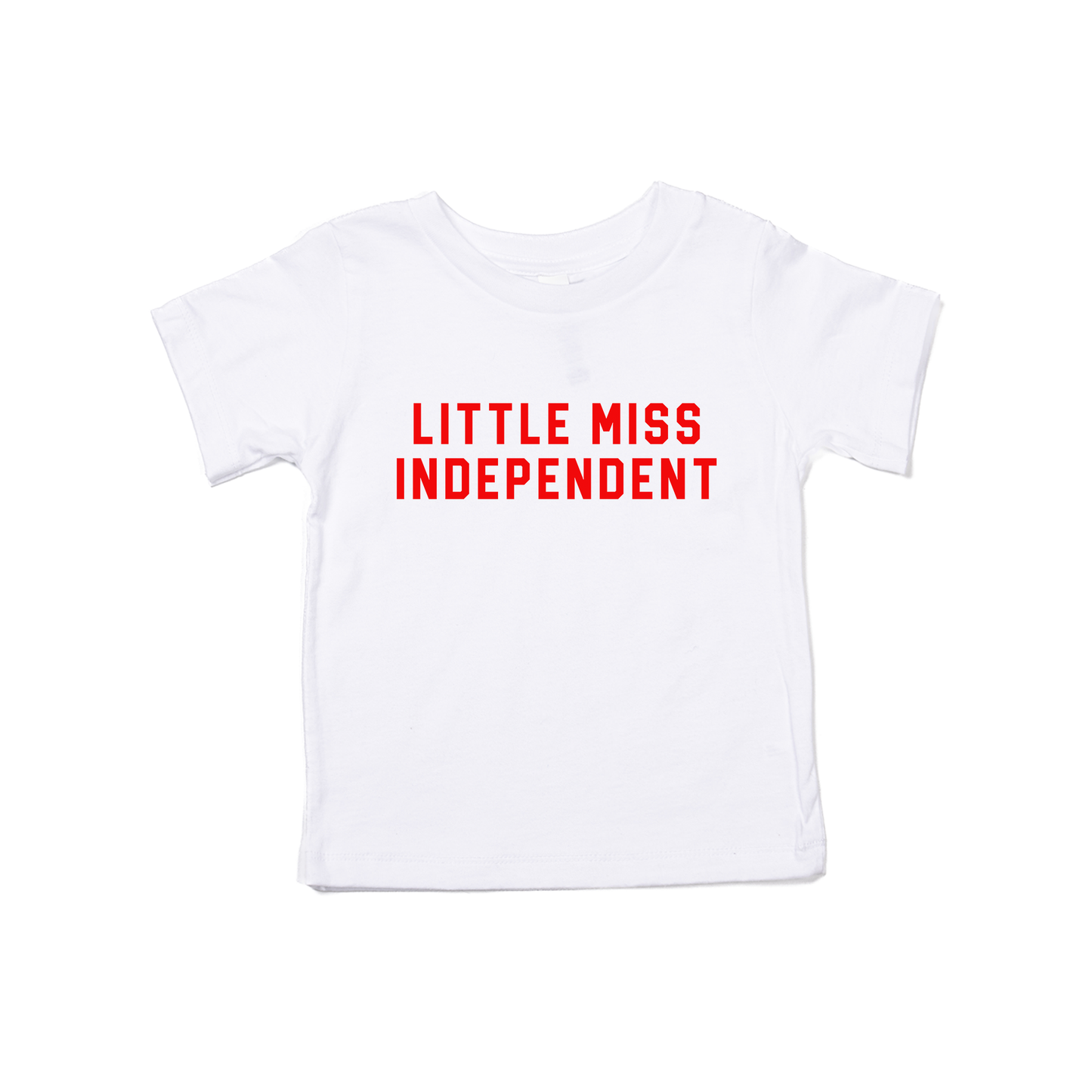 Little Miss Independent (Red) - Kids Tee (White)