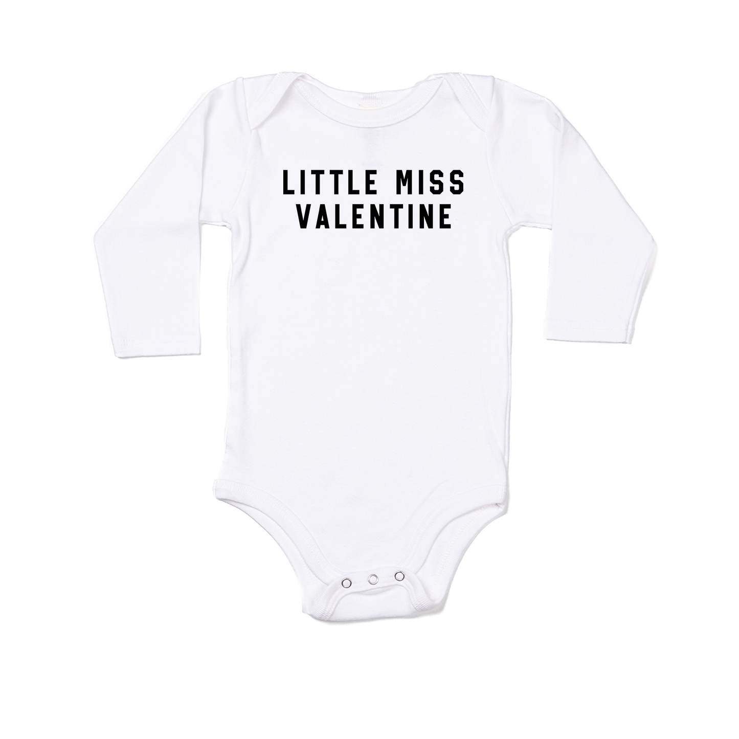 Little Miss Valentine (Black) - Bodysuit (White, Long Sleeve)