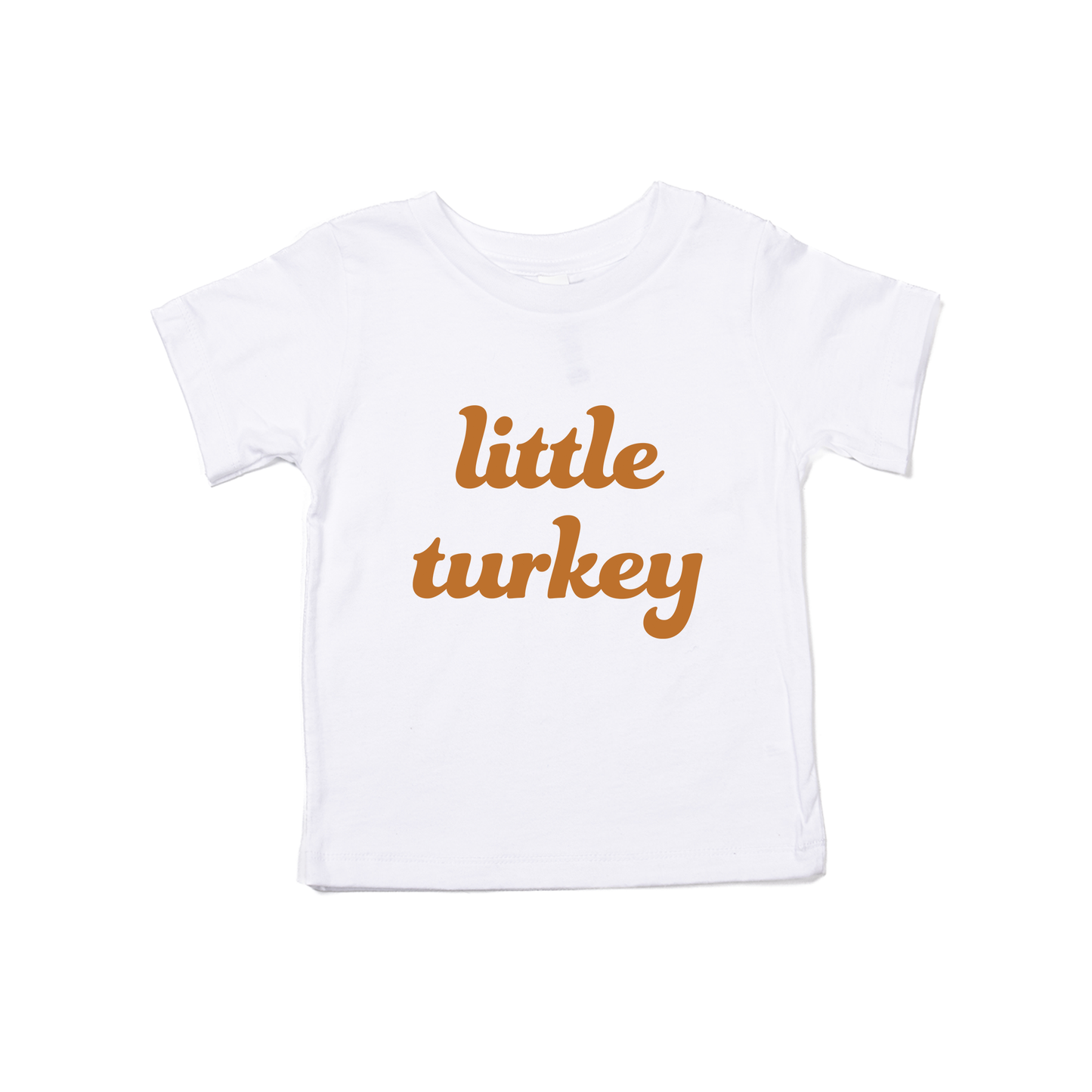 Little Turkey (Camel) - Kids Tee (White)