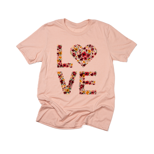 Love Floral (Across Front) - Tee (Peach)