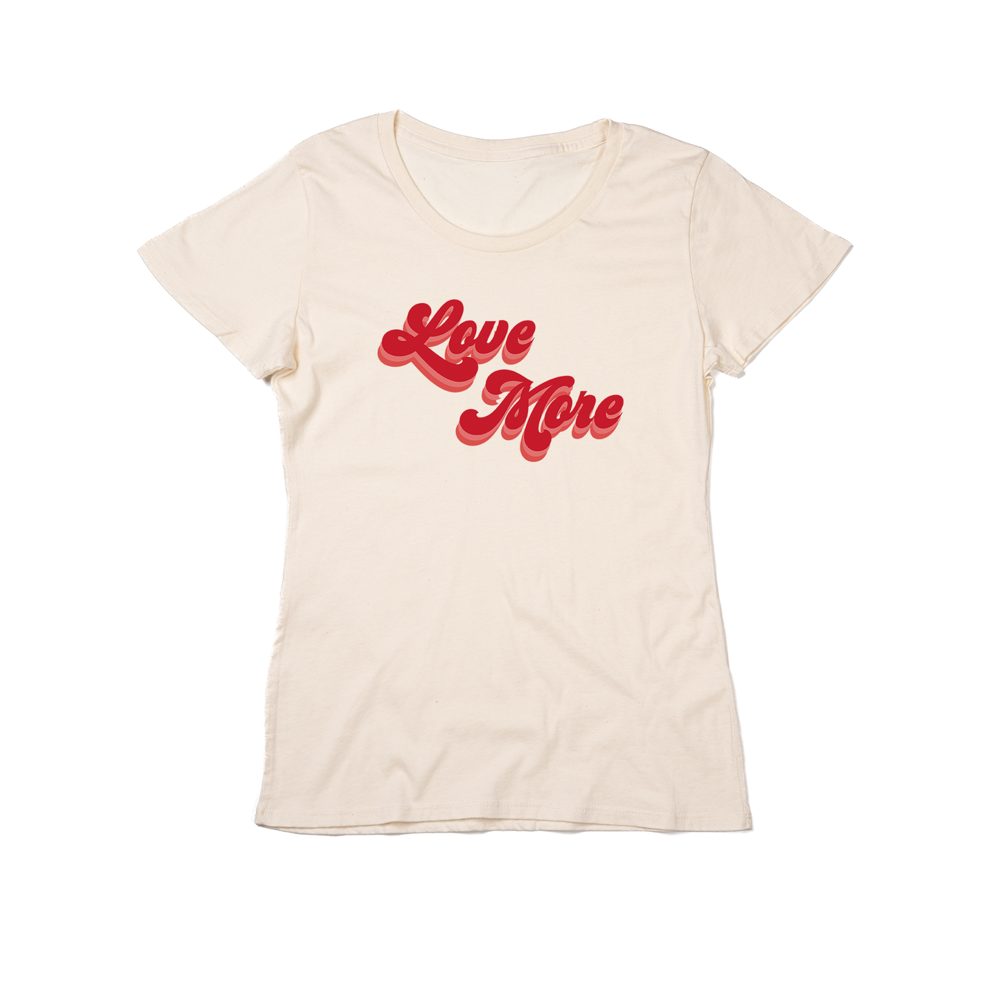 Love More (Retro, Across Front) - Women's Fitted Tee (Natural)