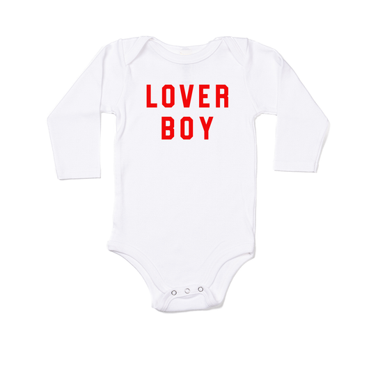 Lover Boy (Red) - Bodysuit (White, Long Sleeve)
