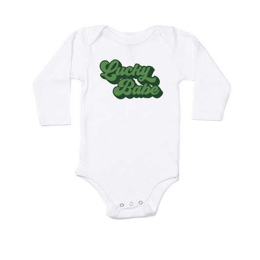 Lucky Babe (St. Patrick's) - Bodysuit (White, Long Sleeve)