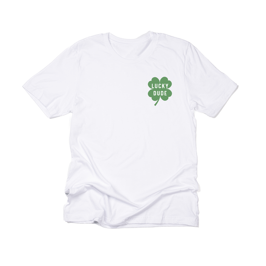 Lucky Dude (St. Patrick's,  Pocket) - Tee (White)