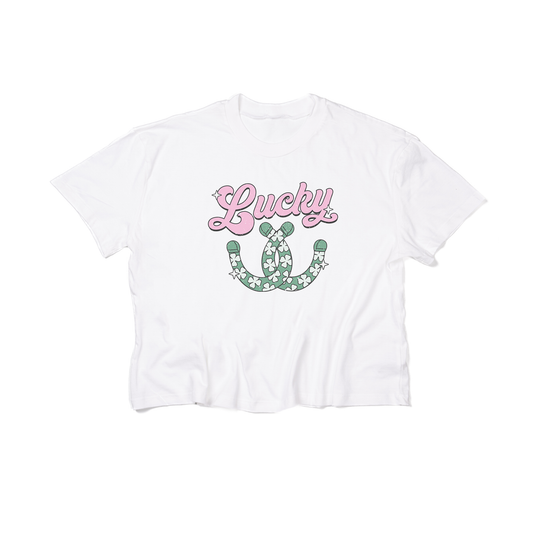 Lucky Horseshoes (St. Patrick's) - Cropped Tee (White)