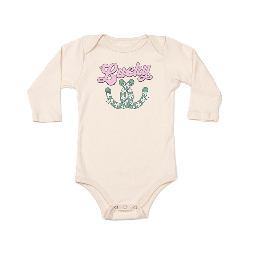 Lucky Horseshoes (St. Patrick's) - Bodysuit (Natural, Long Sleeve)