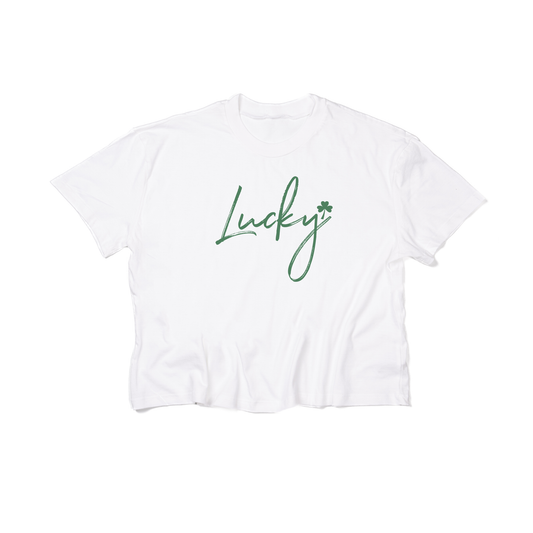 Lucky Script (St. Patrick's) - Cropped Tee (White)