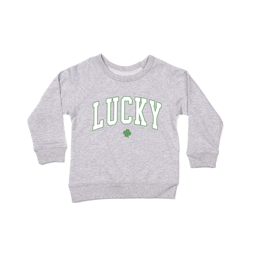 Lucky Varsity (St. Patrick's) - Kids Sweatshirt (Heather Gray)