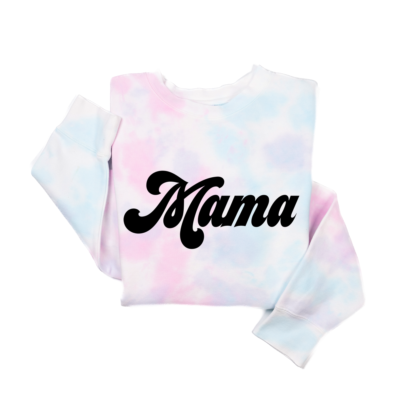 Mama (Retro, Black) - Sweatshirt (Cotton Candy Tie Dye)