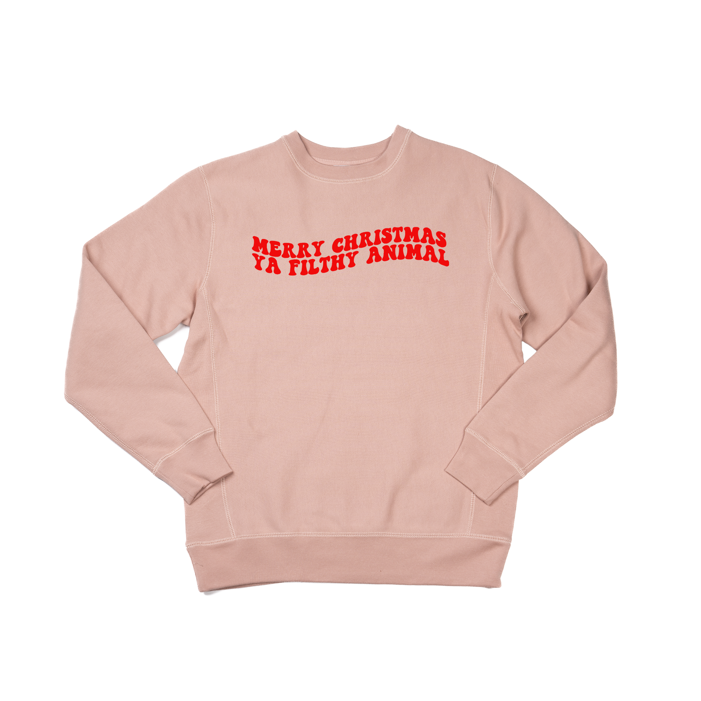 Merry Christmas Ya Filthy Animal (Version 2, Red) - Heavyweight Sweatshirt (Dusty Rose)