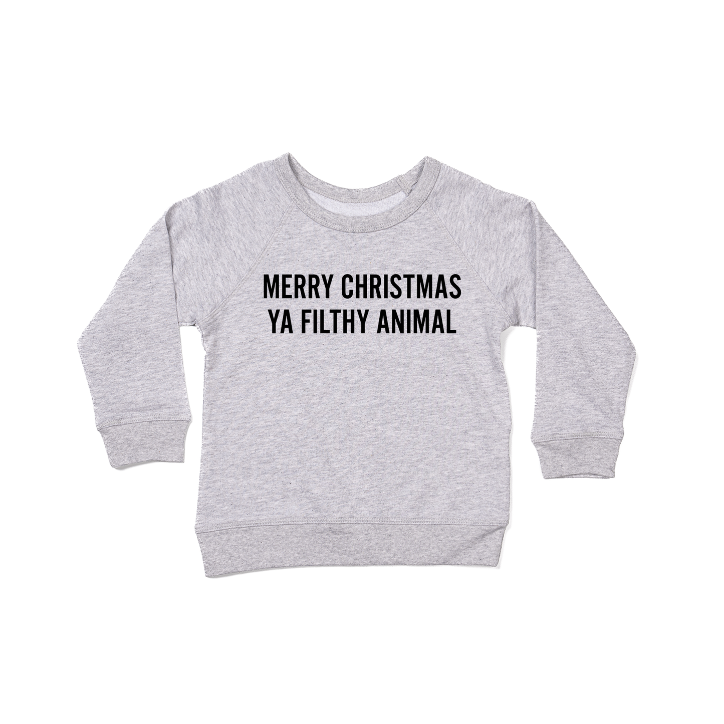 Merry Christmas Ya Filthy Animal (Version 1, Black) - Kids Sweatshirt (Heather Gray)