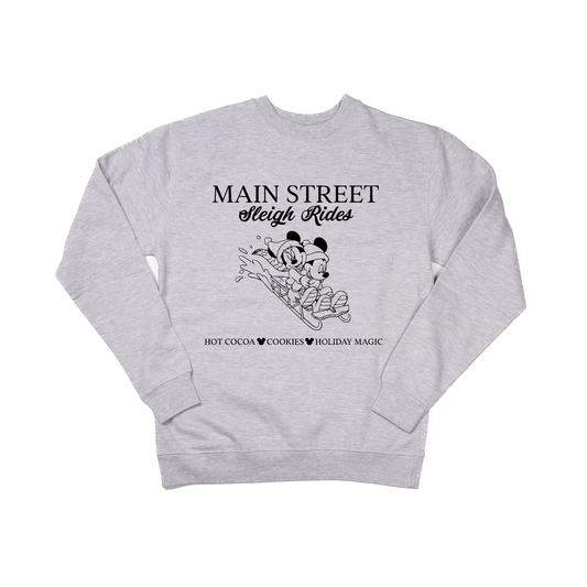 Main Street Sleigh Rides (Black) - Sweatshirt (Heather Gray)
