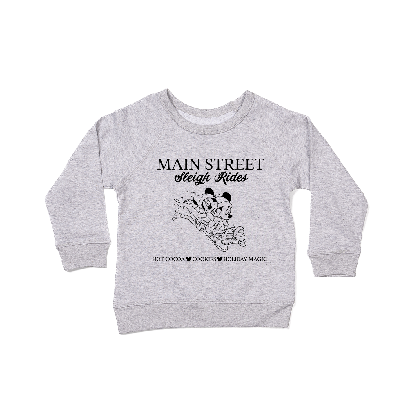 Main Street Sleigh Rides (Black) - Kids Sweatshirt (Heather Gray)