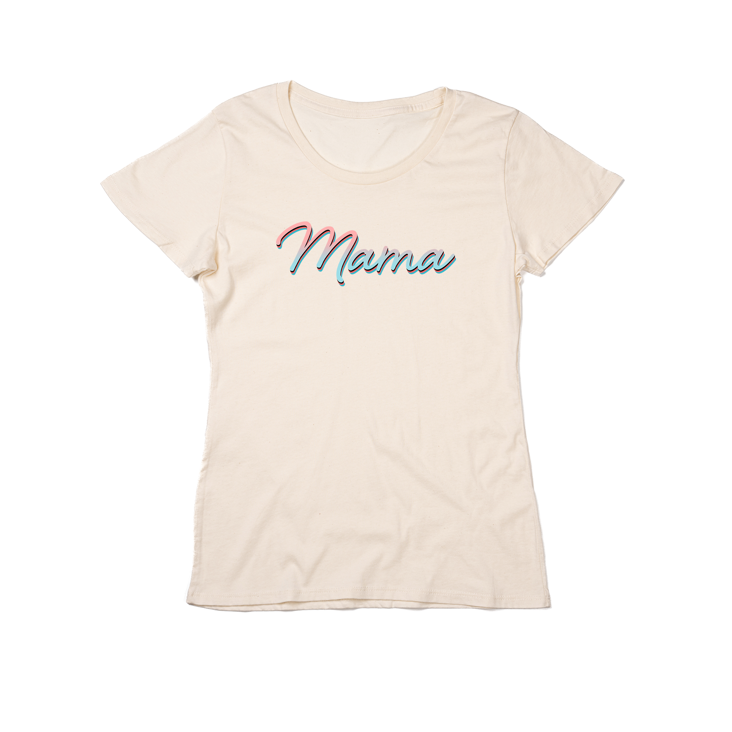 Mama (90's Inspired, Pink/Blue) - Women's Fitted Tee (Natural)