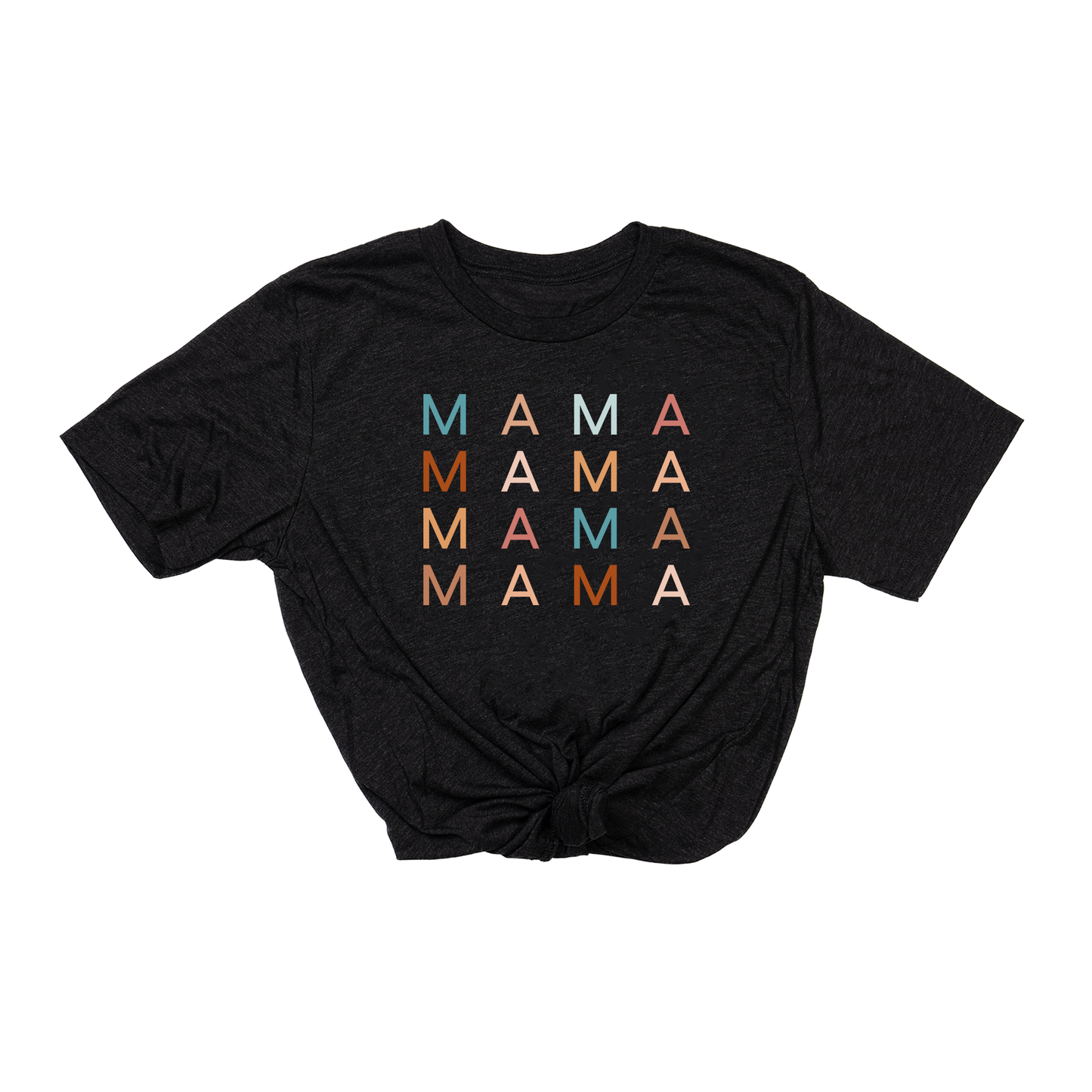 Mama (Stacked Multicolor,  Across Front) - Tee (Charcoal Black)
