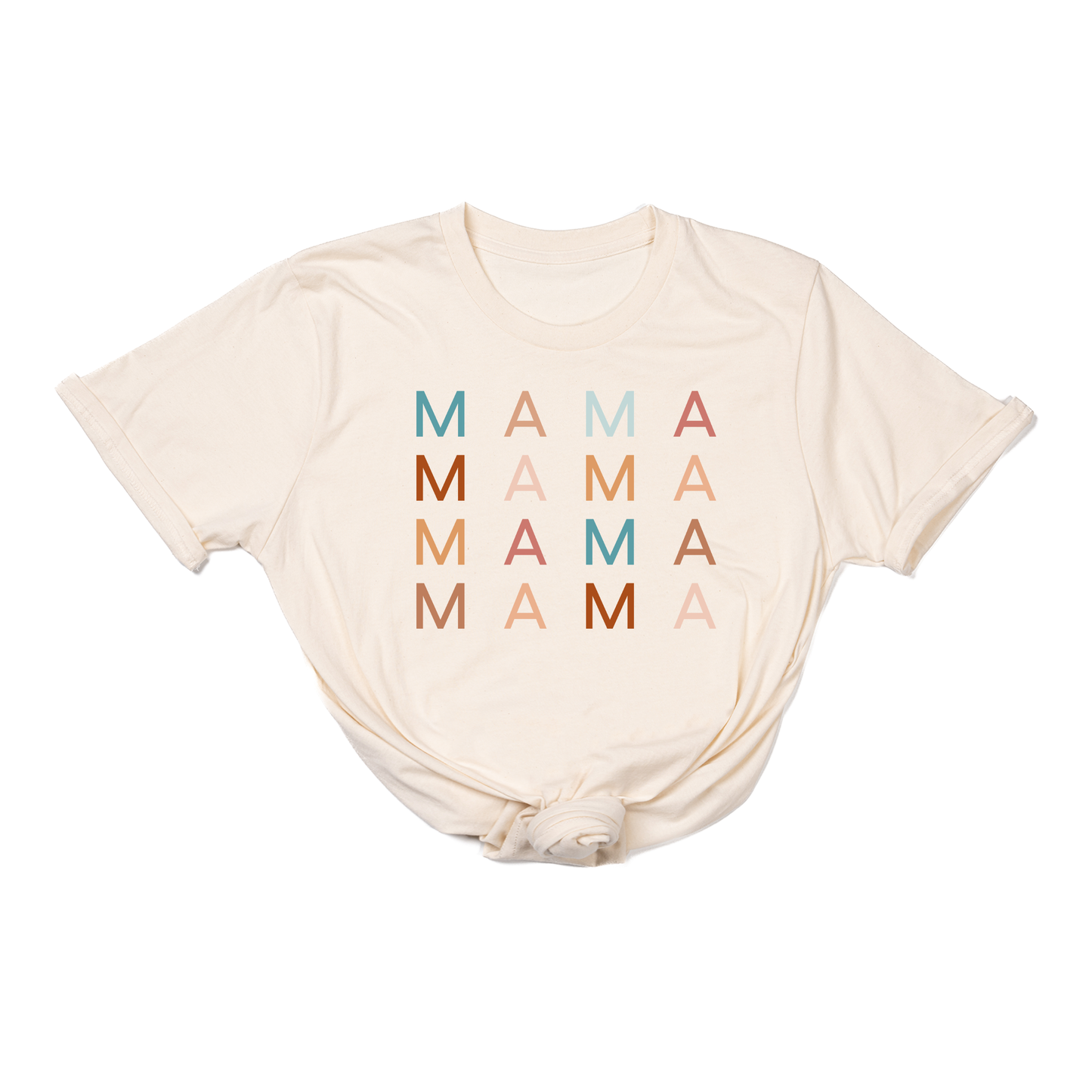 Mama (Stacked Multicolor,  Across Front) - Tee (Natural)