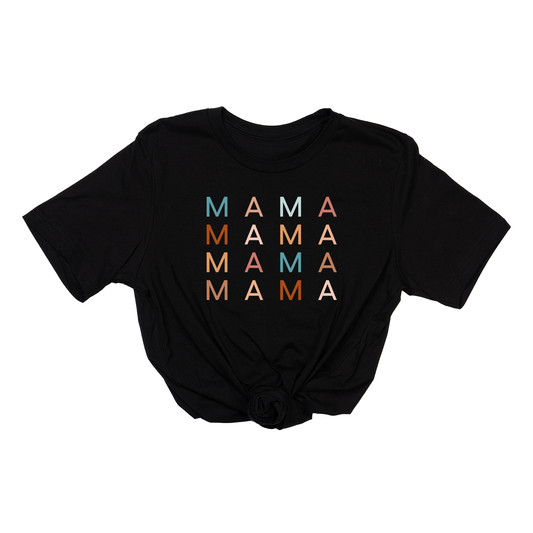 Mama (Stacked Multicolor,  Across Front) - Tee (Black)