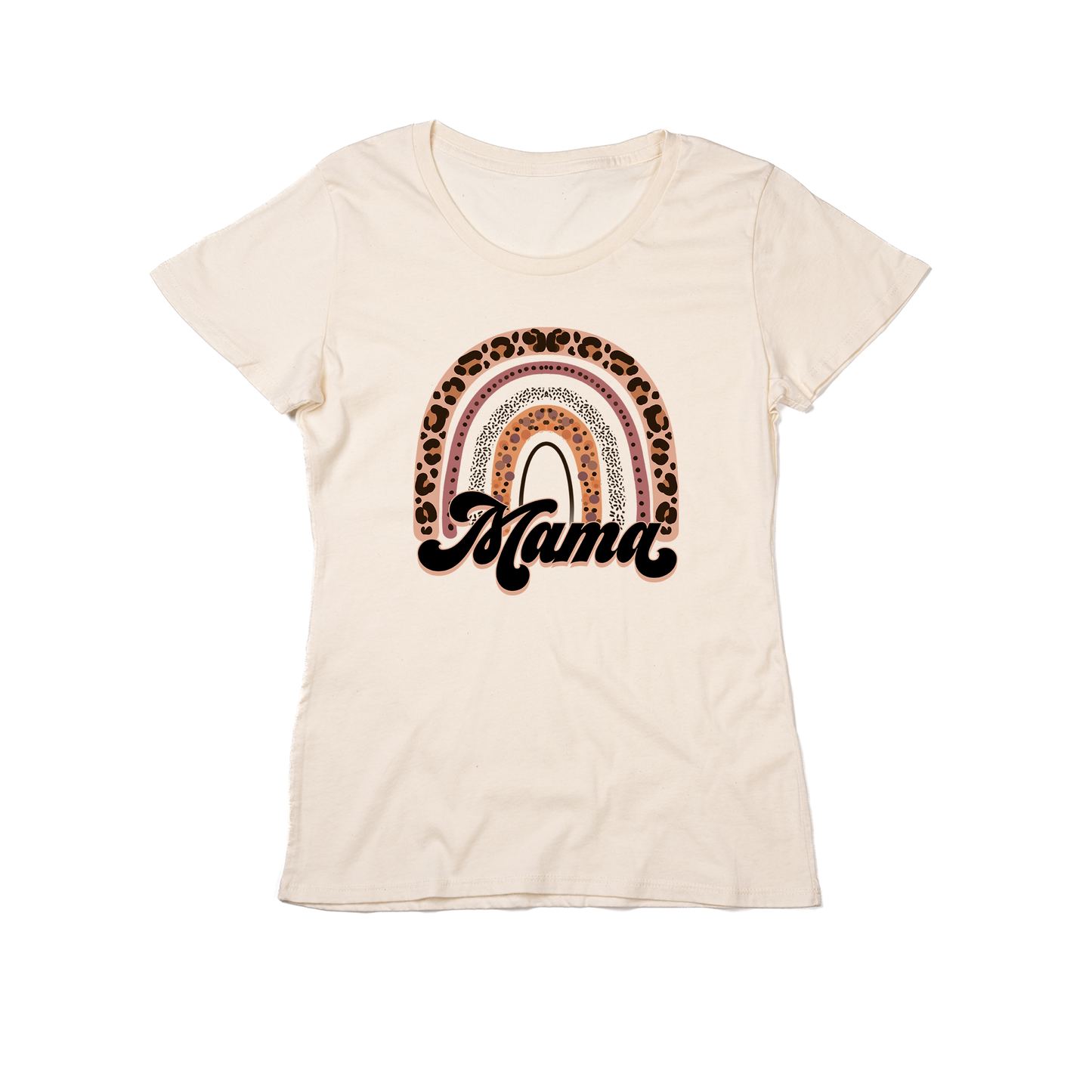 Mama (Cheetah Rainbow, Across Front) - Women's Fitted Tee (Natural)