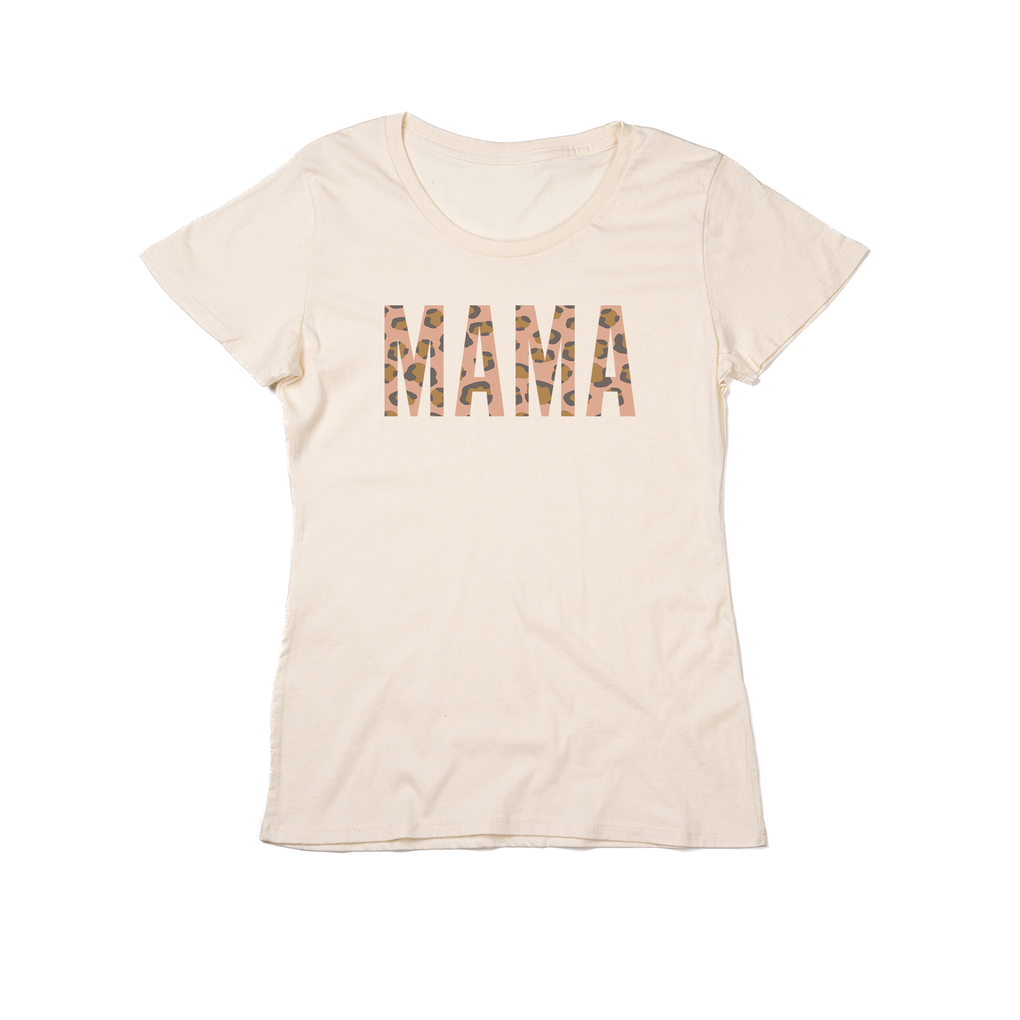 Mama (Coral Cheetah) - Women's Fitted Tee (Natural)