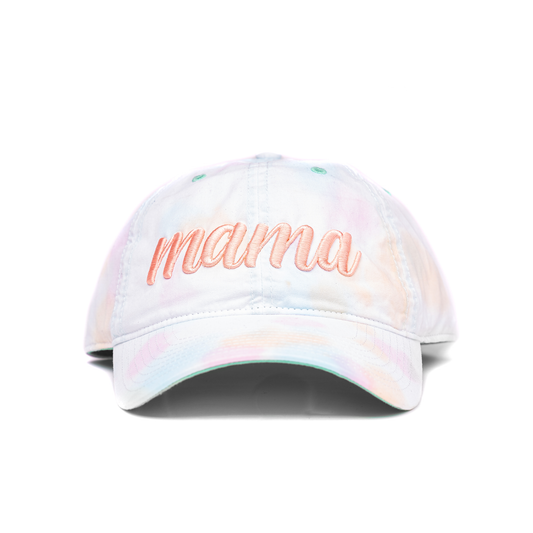Mama (Peach, 3D Puff) - Baseball Hat (Tie Dye)