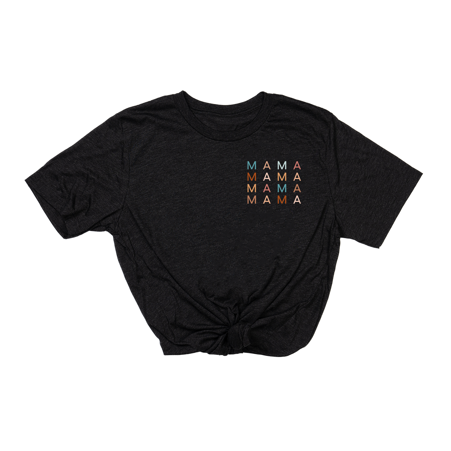 Mama (Stacked Multicolor,  Pocket) - Tee (Charcoal Black)